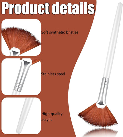 14 Pieces Fan Brushes Facial Applicator Brush Soft Fan Brushes Acid Applicator Brush Cosmetic Makeup Applicator Tools for Mud Cream (Brown)